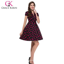 Grace Karin Hot Sale coton à manches courtes à manches courtes Robe rétro CL6089-7 #